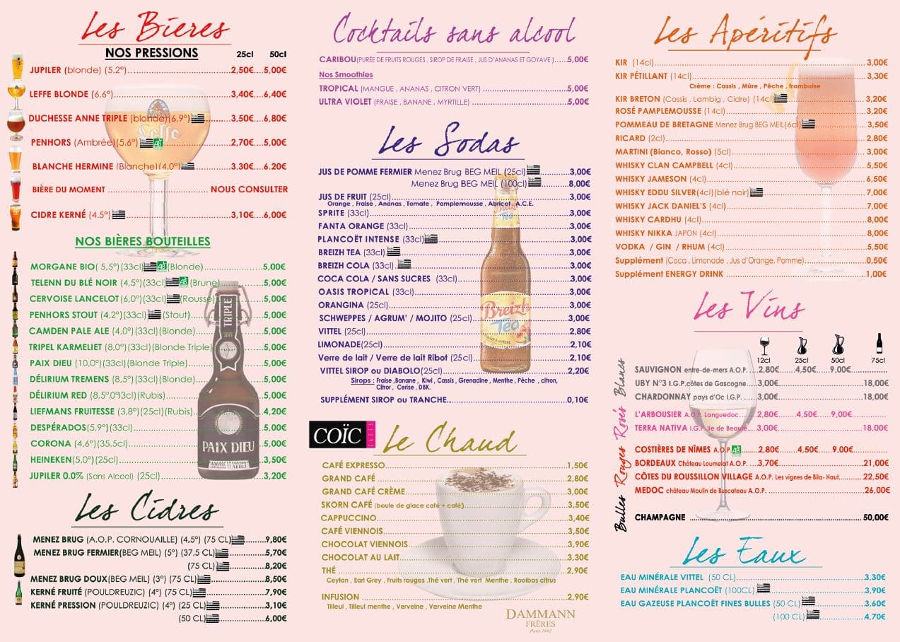 Bar, bière pression cocktail vin soda, Beg Meil Fouesnant
