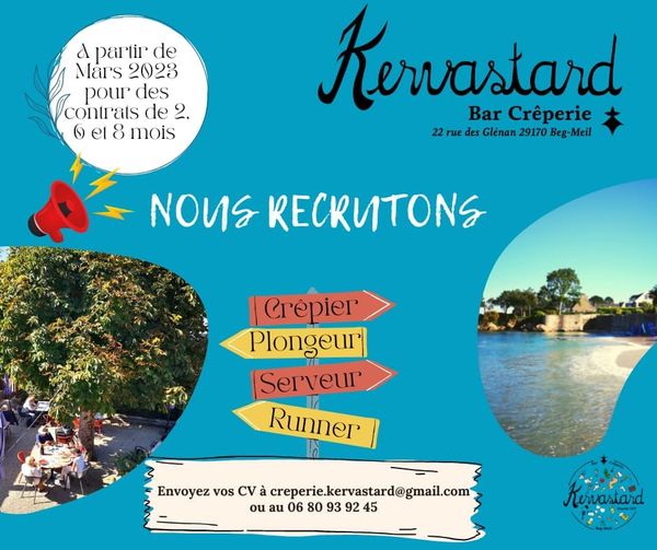 Nous recrutons pour 6 mois ! Avril/ septembre 
 2 …